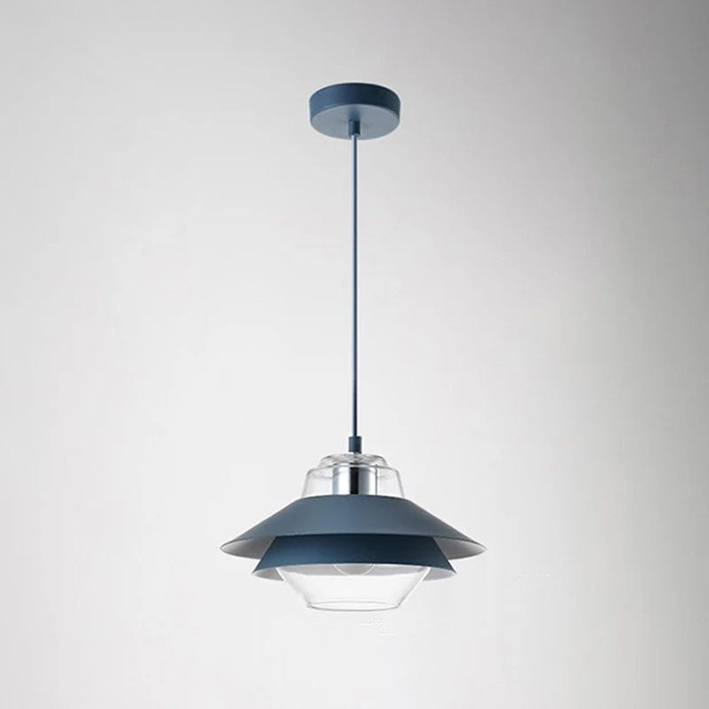 Three-Tiered Metal Drop Pendant Minimal 1 Light Suspension Light for Dining Room Blue Clearhalo 'Ceiling Lights' 'Pendant Lights' 'Pendants' Lighting' 2011315_211c978d-1a41-4b28-8abd-d05a71700d1e