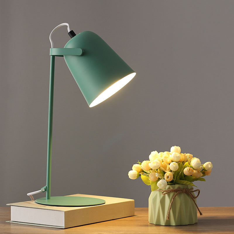 Barrel Bedroom Night Lighting Metal 1-Bulb Modern Style Rotatable Table Lamp Green Clearhalo 'Lamps' 'Table Lamps' Lighting' 2011328