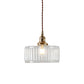 Clear Ribbed Glass Brass Pendulum Light Round 1 Head Warehouse Suspension Lamp Clearhalo 'Ceiling Lights' 'Glass shade' 'Glass' 'Industrial Pendants' 'Industrial' 'Middle Century Pendants' 'Pendant Lights' 'Pendants' 'Tiffany' Lighting' 2011335