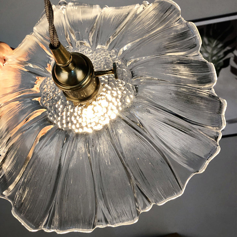 Blossom Textured Glass Pendant Lighting Industrial 1 Light Living Room Hanging Ceiling Light in Brass Clearhalo 'Ceiling Lights' 'Glass shade' 'Glass' 'Industrial Pendants' 'Industrial' 'Middle Century Pendants' 'Pendant Lights' 'Pendants' 'Tiffany' Lighting' 2011352