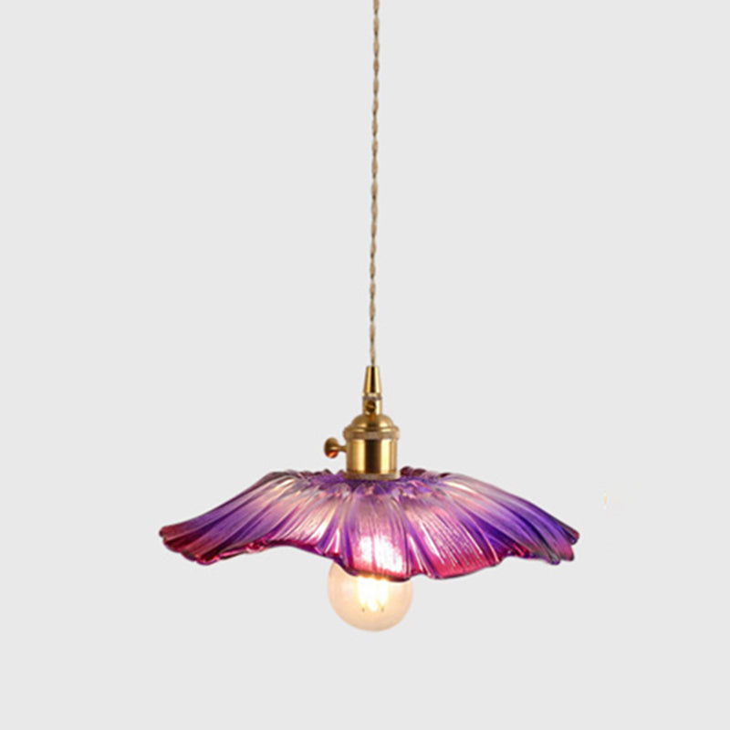 Blossom Textured Glass Pendant Lighting Industrial 1 Light Living Room Hanging Ceiling Light in Brass Clearhalo 'Ceiling Lights' 'Glass shade' 'Glass' 'Industrial Pendants' 'Industrial' 'Middle Century Pendants' 'Pendant Lights' 'Pendants' 'Tiffany' Lighting' 2011357