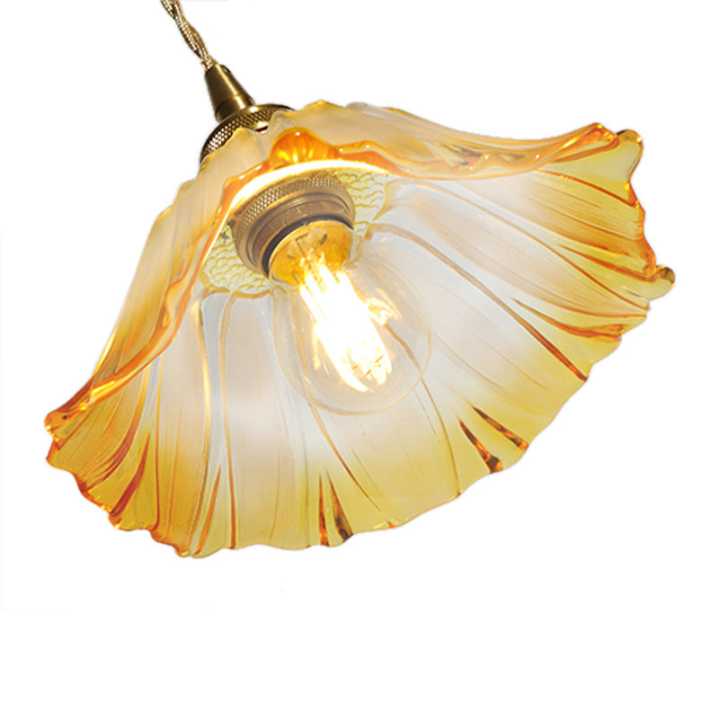 Blossom Textured Glass Pendant Lighting Industrial 1 Light Living Room Hanging Ceiling Light in Brass Clearhalo 'Ceiling Lights' 'Glass shade' 'Glass' 'Industrial Pendants' 'Industrial' 'Middle Century Pendants' 'Pendant Lights' 'Pendants' 'Tiffany' Lighting' 2011360