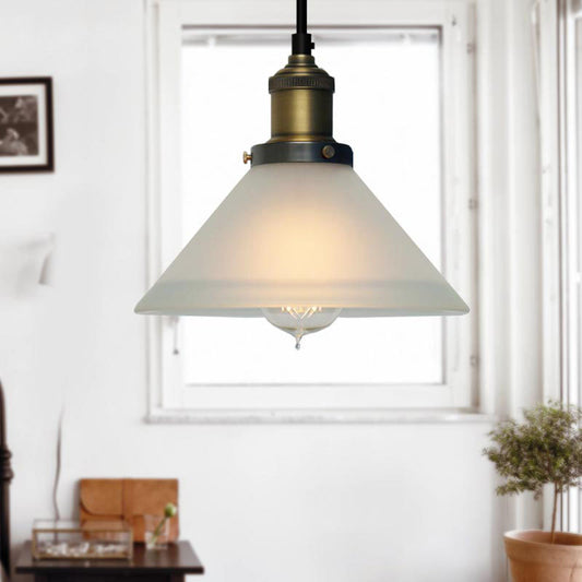 Glass Geometric Drop Pendant Industrial 1 Light Dining Room Suspension Lighting Fixture in Brass Brass A Clearhalo 'Ceiling Lights' 'Glass shade' 'Glass' 'Industrial Pendants' 'Industrial' 'Middle Century Pendants' 'Pendant Lights' 'Pendants' 'Tiffany' Lighting' 2011374