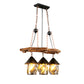 Nautical Lantern Ceiling Chandelier Clear Glass Pendant Light Kit with Leaf Pattern in Wood Wood B Clearhalo 'Cast Iron' 'Ceiling Lights' 'Chandeliers' 'Industrial Chandeliers' 'Industrial' 'Metal' 'Middle Century Chandeliers' 'Rustic Chandeliers' 'Tiffany' Lighting' 2011415