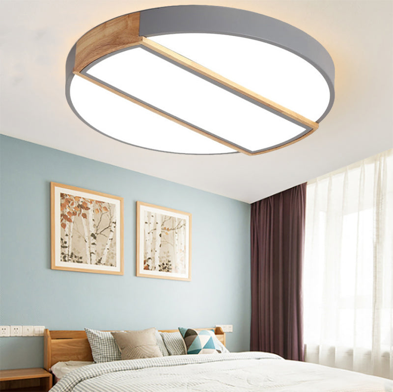 Macaron Style Round Flush Mount Light Acrylic LED Integrated Ceiling Light in Grey/White/Pink/Green for Living Room Clearhalo 'Ceiling Lights' 'Close To Ceiling Lights' 'Close to ceiling' 'Flush mount' Lighting' 201142