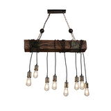 Linear Island Lighting Industrial Gold Finish Wood Pendant Light Fixture with Open Bulb Design Gold 31.5" Clearhalo 'Cast Iron' 'Ceiling Lights' 'Chandeliers' 'Industrial Chandeliers' 'Industrial' 'Metal' 'Middle Century Chandeliers' 'Rustic Chandeliers' 'Tiffany' Lighting' 2011429