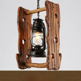 Kerosene Restaurant Pendant Lamp Vintage Clear Glass 1 Head Black Hanging Ceiling Light with Wood Frame Clearhalo 'Ceiling Lights' 'Industrial Pendants' 'Industrial' 'Middle Century Pendants' 'Pendant Lights' 'Pendants' 'Tiffany' Lighting' 2011458