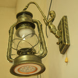 Kerosene Corridor Wall Lamp Industrial Clear Glass 1 Light Pull Chain Wall Sconce with Mermaid Arm Clearhalo 'Art deco wall lights' 'Cast Iron' 'Glass' 'Industrial wall lights' 'Industrial' 'Middle century wall lights' 'Modern' 'Rustic wall lights' 'Tiffany' 'Traditional wall lights' 'Wall Lamps & Sconces' 'Wall Lights' Lighting' 2011518
