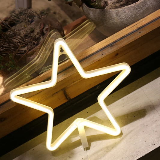 Star Frame Plastic Wall Night Light Cartoon LED White Nightstand Lamp for Decoration Clearhalo 'Night Lights' 'Wall Lights' Lighting' 2011554