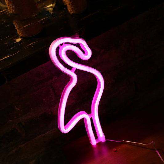 Creative Battery LED Wall Night Lamp White Flamingo USB Night Lighting with Plastic Shade White Pink Clearhalo 'Night Lights' 'Wall Lights' Lighting' 2011568