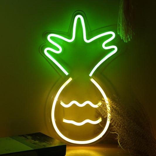 Cartoon Pineapple Mini Nightstand Lighting Plastic LED Bedroom Night Light in White White Clearhalo 'Night Lights' 'Wall Lights' Lighting' 2011579