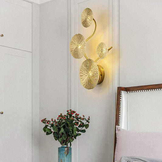 Lotus Leaf Metal Wall Light Sconce Modernity Wall Mounted Lamp for Living Room 4.0 Brass Clearhalo 'Cast Iron' 'Glass' 'Industrial' 'Modern wall lights' 'Modern' 'Tiffany' 'Traditional wall lights' 'Wall Lamps & Sconces' 'Wall Lights' Lighting' 2011583