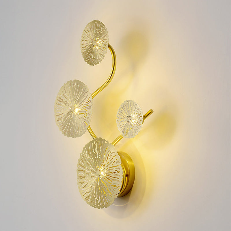 Lotus Leaf Metal Wall Light Sconce Modernity Wall Mounted Lamp for Living Room Clearhalo 'Cast Iron' 'Glass' 'Industrial' 'Modern wall lights' 'Modern' 'Tiffany' 'Traditional wall lights' 'Wall Lamps & Sconces' 'Wall Lights' Lighting' 2011584