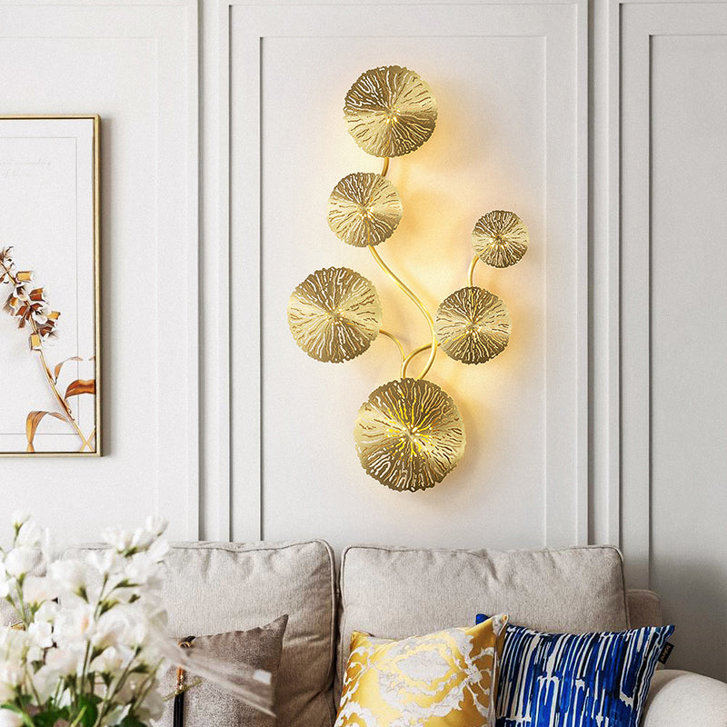 Lotus Leaf Metal Wall Light Sconce Modernity Wall Mounted Lamp for Living Room 6.0 Brass Clearhalo 'Cast Iron' 'Glass' 'Industrial' 'Modern wall lights' 'Modern' 'Tiffany' 'Traditional wall lights' 'Wall Lamps & Sconces' 'Wall Lights' Lighting' 2011586
