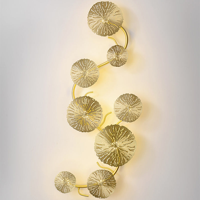 Lotus Leaf Metal Wall Light Sconce Modernity Wall Mounted Lamp for Living Room 8.0 Brass Clearhalo 'Cast Iron' 'Glass' 'Industrial' 'Modern wall lights' 'Modern' 'Tiffany' 'Traditional wall lights' 'Wall Lamps & Sconces' 'Wall Lights' Lighting' 2011591