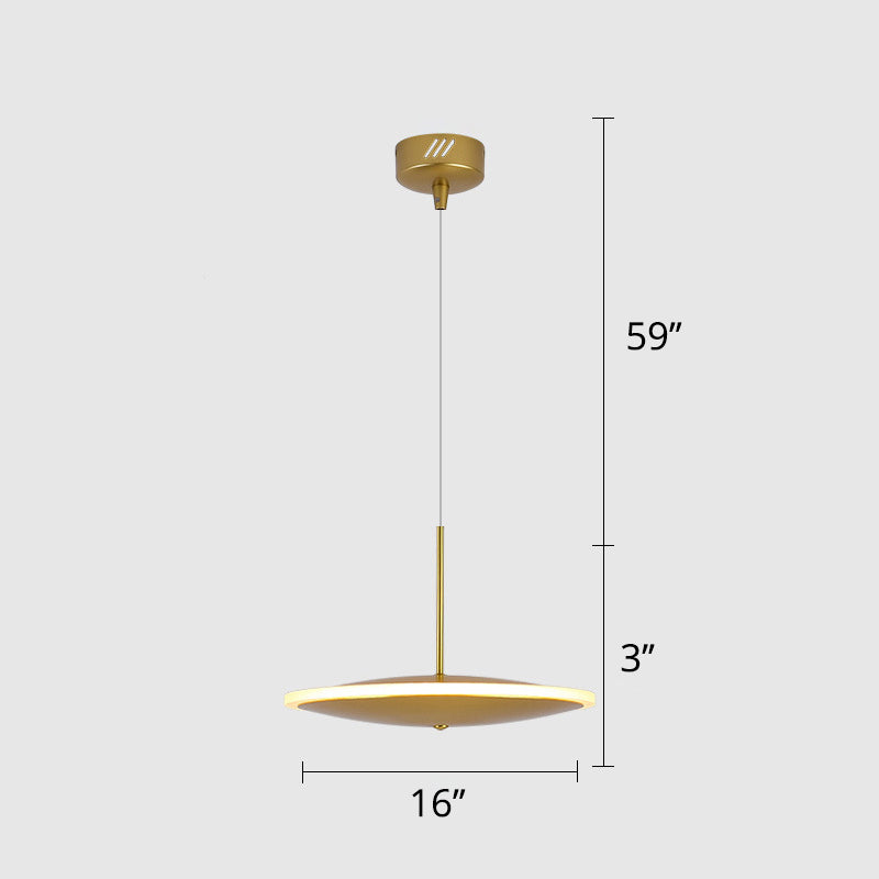 LED Bedside Pendulum Light Modern Brass Down Lighting with Saucer Aluminum Shade Clearhalo 'Ceiling Lights' 'Modern Pendants' 'Modern' 'Pendant Lights' 'Pendants' Lighting' 2011671