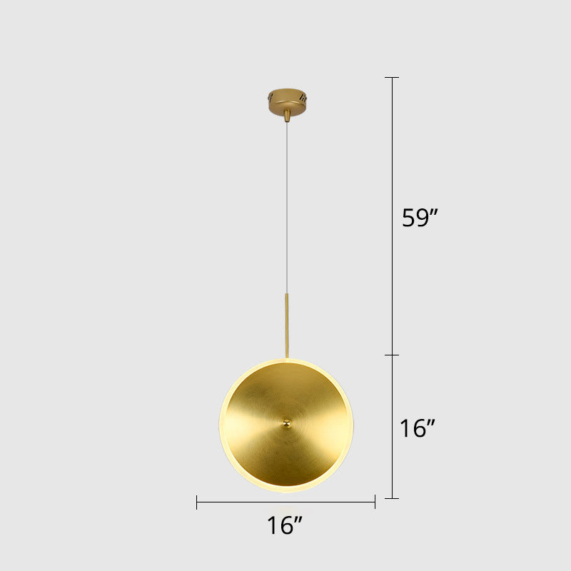 LED Bedside Pendulum Light Modern Brass Down Lighting with Saucer Aluminum Shade Clearhalo 'Ceiling Lights' 'Modern Pendants' 'Modern' 'Pendant Lights' 'Pendants' Lighting' 2011675