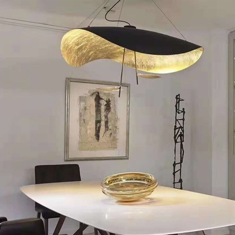 Metal Twisting Hanging Light Fixture Modernism 1 Light Pendant Lamp in Black and Gold Black Clearhalo 'Ceiling Lights' 'Modern Pendants' 'Modern' 'Pendant Lights' 'Pendants' Lighting' 2011726