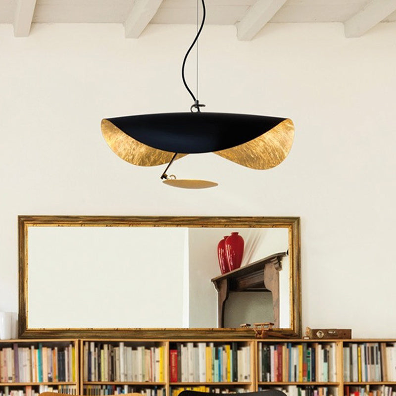 Metal Twisting Hanging Light Fixture Modernism 1 Light Pendant Lamp in Black and Gold Clearhalo 'Ceiling Lights' 'Modern Pendants' 'Modern' 'Pendant Lights' 'Pendants' Lighting' 2011728