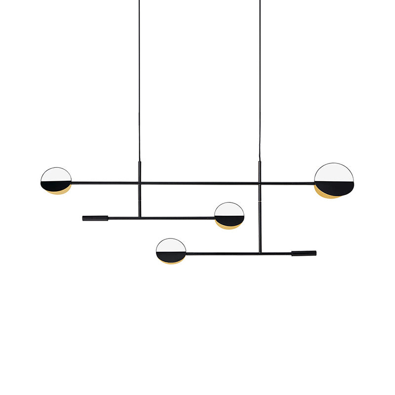 Metal Disc Island Lighting Contemporary 4 Bulbs Black Finish Pendant Light Fixture Clearhalo 'Ceiling Lights' 'Island Lights' Lighting' 2011748
