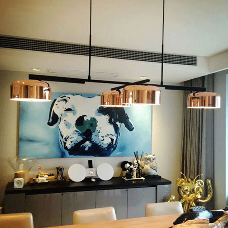 Drum Island Lamp Contemporary Metal 4 Heads Copper Hanging Ceiling Light for Dining Room Copper Clearhalo 'Ceiling Lights' 'Island Lights' Lighting' 2011749