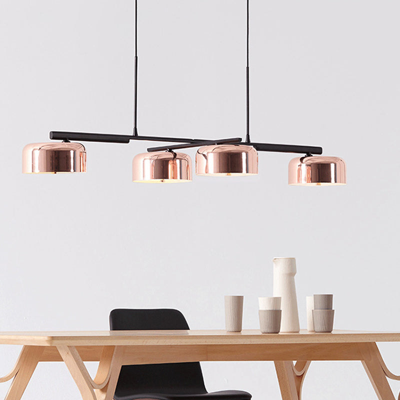 Drum Island Lamp Contemporary Metal 4 Heads Copper Hanging Ceiling Light for Dining Room Clearhalo 'Ceiling Lights' 'Island Lights' Lighting' 2011750