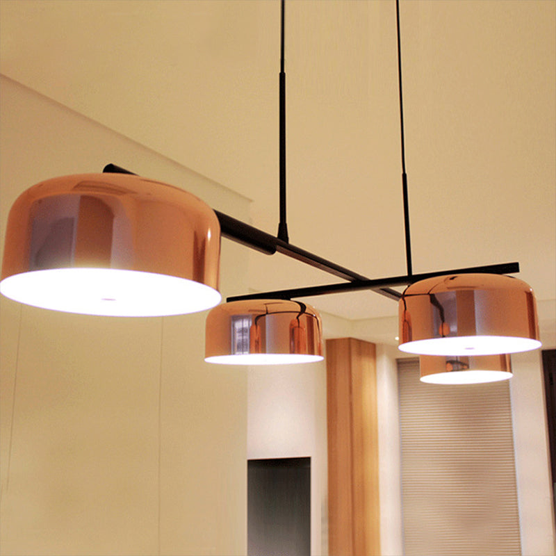 Drum Island Lamp Contemporary Metal 4 Heads Copper Hanging Ceiling Light for Dining Room Clearhalo 'Ceiling Lights' 'Island Lights' Lighting' 2011751