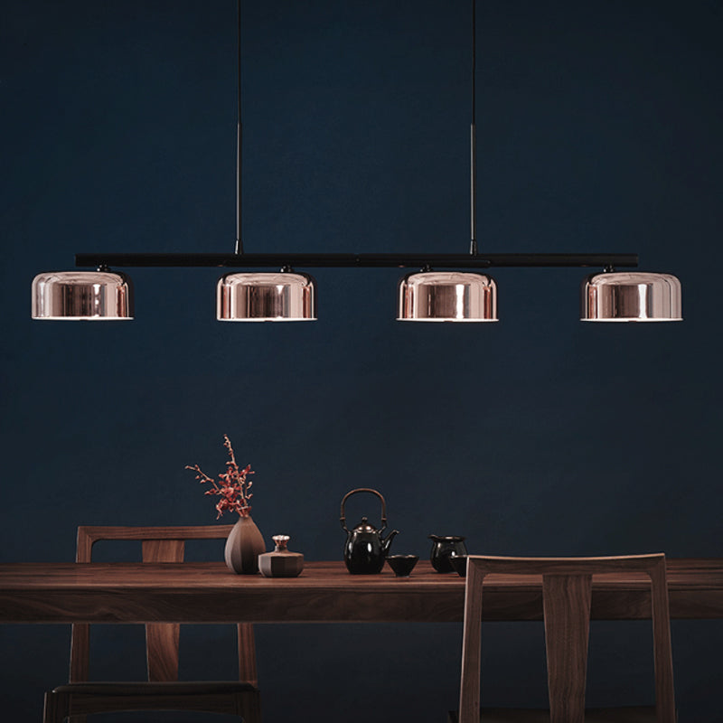 Drum Island Lamp Contemporary Metal 4 Heads Copper Hanging Ceiling Light for Dining Room Clearhalo 'Ceiling Lights' 'Island Lights' Lighting' 2011752