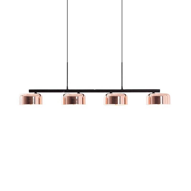 Drum Island Lamp Contemporary Metal 4 Heads Copper Hanging Ceiling Light for Dining Room Clearhalo 'Ceiling Lights' 'Island Lights' Lighting' 2011753