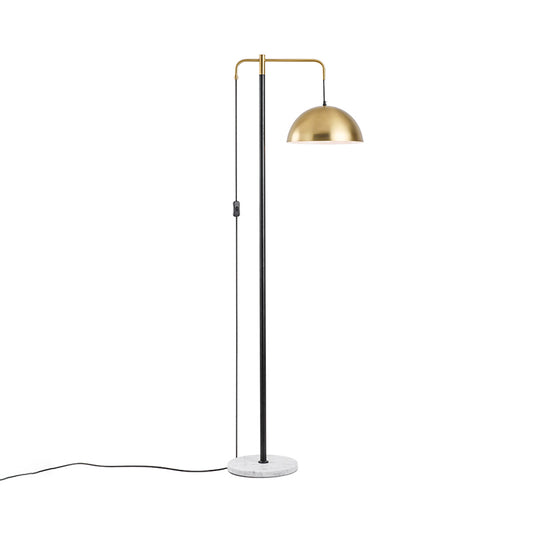 1-Light Living Room Floor Lamp Simple Brass Marble Standing Light with Dome Metal Shade Clearhalo 'Floor Lamps' 'Lamps' Lighting' 2011768