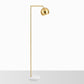 Spherical Metal Floor Lighting Modernism 1 Head Brass Rotatable Stand Up Lamp with Right Angled Arm Clearhalo 'Floor Lamps' 'Lamps' Lighting' 2011771