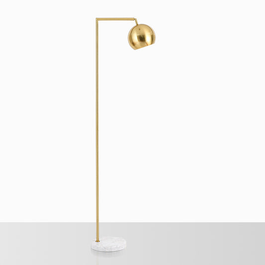 Spherical Metal Floor Lighting Modernism 1 Head Brass Rotatable Stand Up Lamp with Right Angled Arm Clearhalo 'Floor Lamps' 'Lamps' Lighting' 2011771