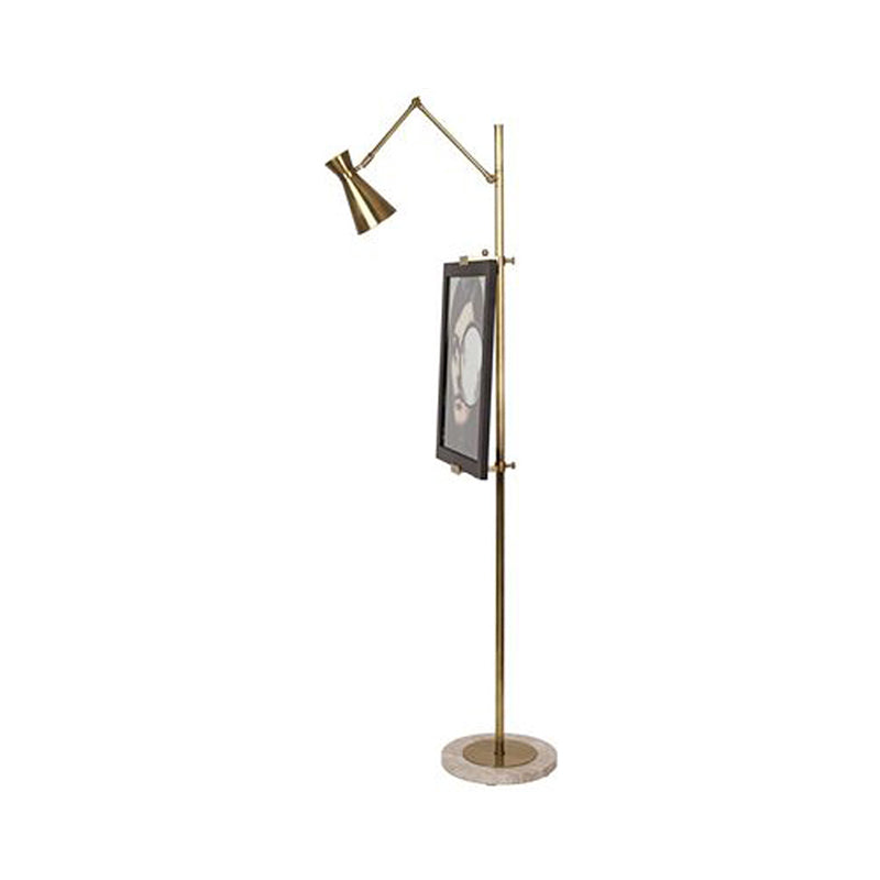 Metal HourGlass Stand Up Light Modernist 1 Bulb Brass Floor Reading Lamp with Picture Clip Clearhalo 'Floor Lamps' 'Lamps' Lighting' 2011776