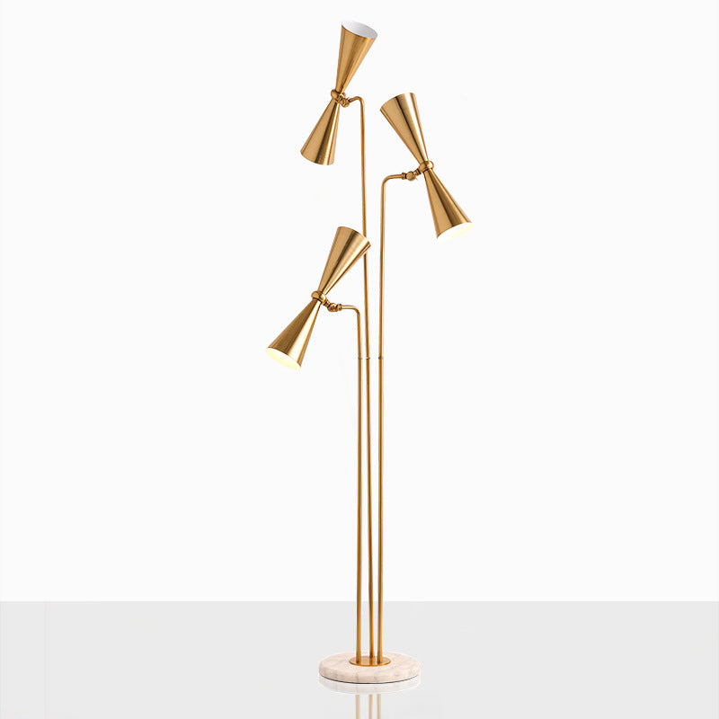 Brass HourGlass Reading Floor Lamp Modern 3 Lights Metallic Stand Up Light for Living Room Brass Clearhalo 'Floor Lamps' 'Lamps' Lighting' 2011784