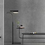 Half-Cylinder Floor Light Contemporary Metal 1-Bulb Living Room Leather Standing Lamp in Black Black Clearhalo 'Floor Lamps' 'Lamps' Lighting' 2011792