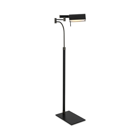 Half-Cylinder Floor Light Contemporary Metal 1-Bulb Living Room Leather Standing Lamp in Black Clearhalo 'Floor Lamps' 'Lamps' Lighting' 2011795