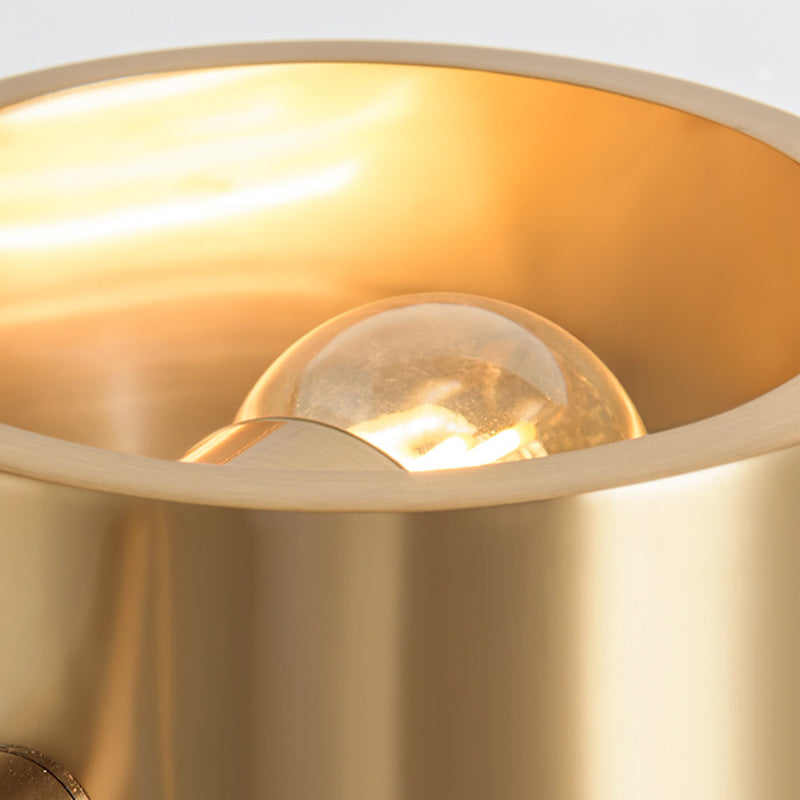 Drum Bedroom Table Lamp Metal 1 Head Modernism Night Lighting with Lever Design in Brass Clearhalo 'Lamps' 'Table Lamps' Lighting' 2011813