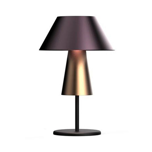 Metallic 2-Tier Cone Night Lighting Simplicity 1 Had Brown Nightstand Lamp for Bedside Clearhalo 'Lamps' 'Table Lamps' Lighting' 2011825