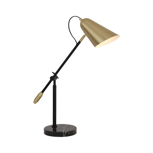 Gold Conic Night Table Lamp Modern 1 Light Metal Nightstand Light with Balance Arm Clearhalo 'Lamps' 'Table Lamps' Lighting' 2011837