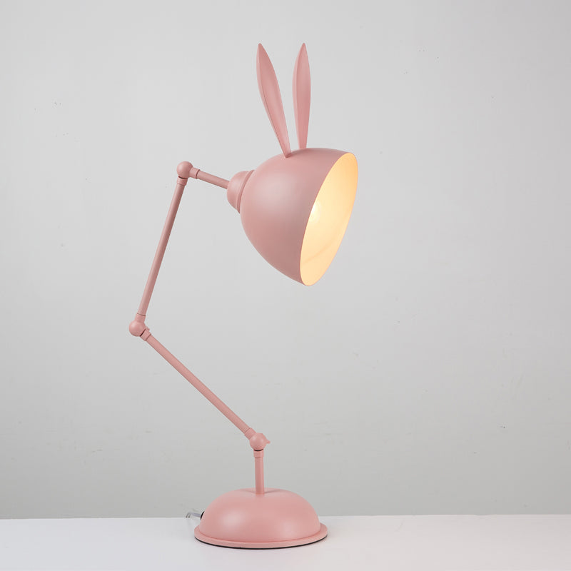 Rabbit Shaped Night Table Light Simple Metal 1 Head Bedroom Nightstand Lamp with Swing Arm Pink Clearhalo 'Lamps' 'Table Lamps' Lighting' 2011838