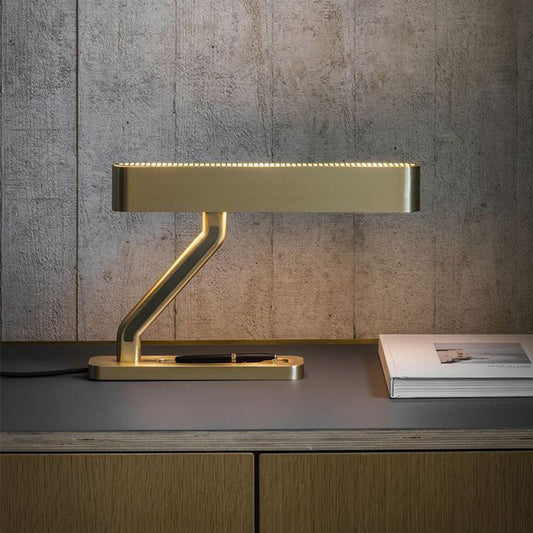Metal Oval Table Lighting Contemporary LED Night Stand Lamp with Tray Base in Gold Clearhalo 'Lamps' 'Table Lamps' Lighting' 2011849