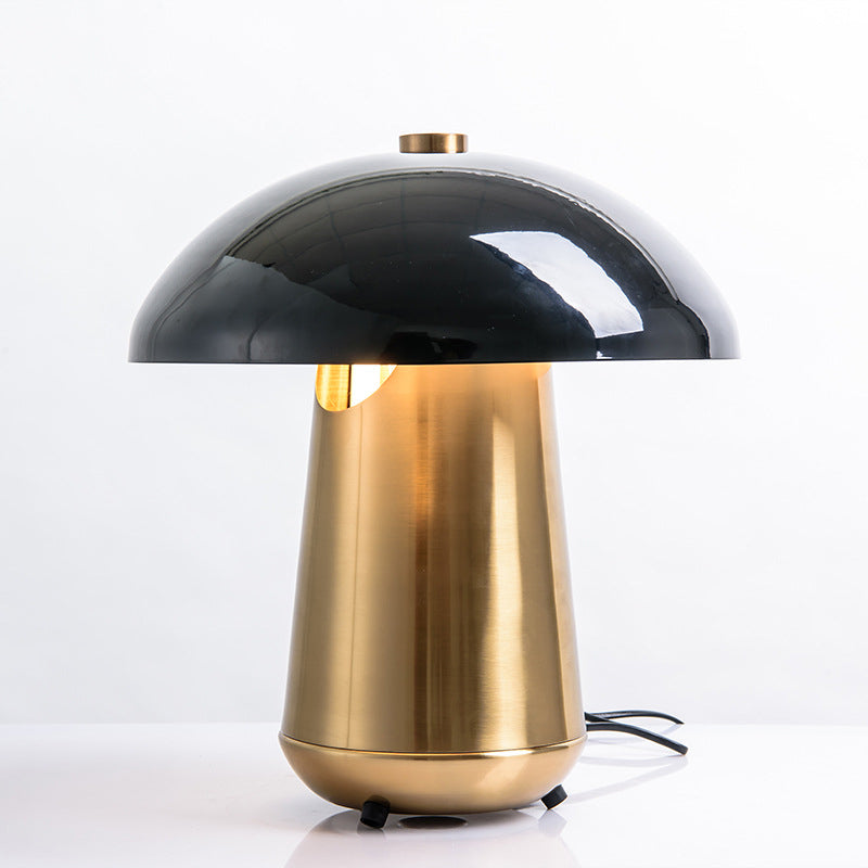 Mushroom Metal Night Lighting Modernism 1 Head Black and Brass Plug-in Table Lamp for Bedroom Black Clearhalo 'Lamps' 'Table Lamps' Lighting' 2011865