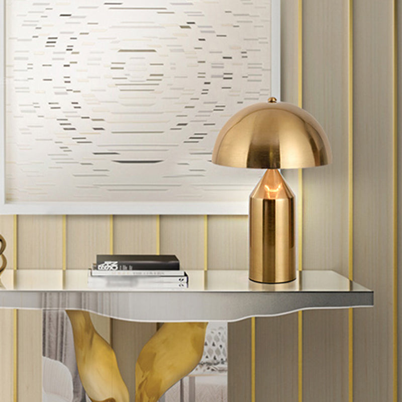 Metal Dome Night Table Light Modern 1 Light Gold Nightstand Lamp with Pencil Base Clearhalo 'Lamps' 'Table Lamps' Lighting' 2011869