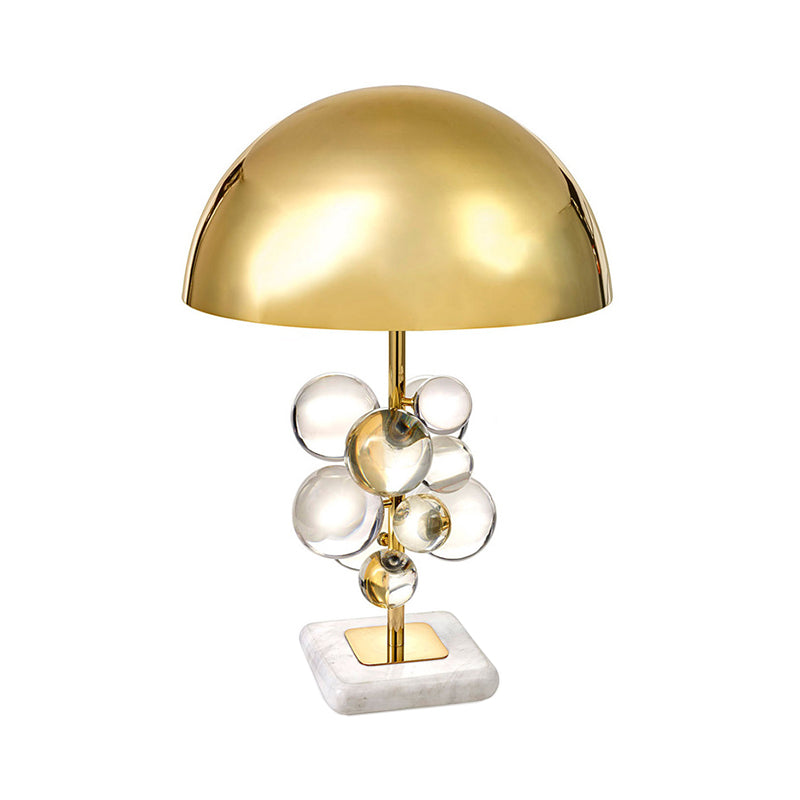 Brass Dome Night Table Lighting Modernity 1 Light Metal Nightstand Lamp with Crystal Ball Decor Clearhalo 'Lamps' 'Table Lamps' Lighting' 2011880