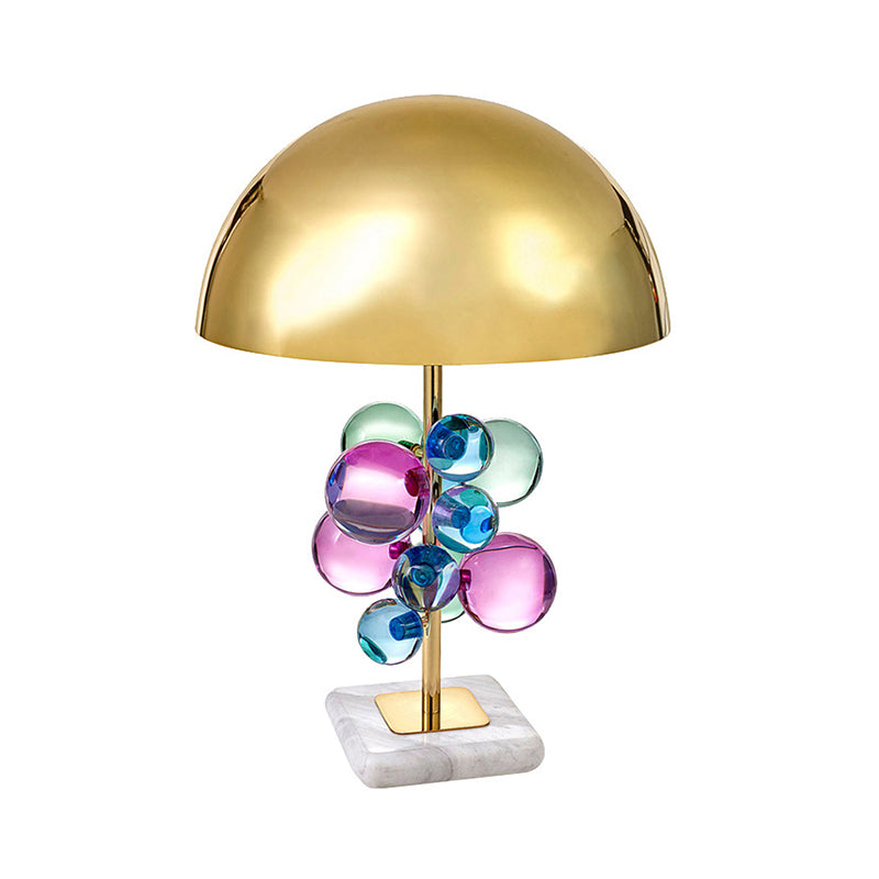 Brass Dome Night Table Lighting Modernity 1 Light Metal Nightstand Lamp with Crystal Ball Decor Clearhalo 'Lamps' 'Table Lamps' Lighting' 2011882