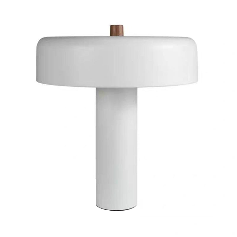 Minimal 1 Head Table Lighting Round Night Stand Lamp with Metallic Shade for Bedroom White Clearhalo 'Lamps' 'Table Lamps' Lighting' 2011888