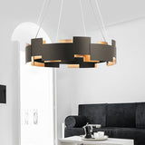 Circular Metal Pendant Chandelier Contemporary Black Hanging Ceiling Light for Living Room Clearhalo 'Ceiling Lights' 'Chandeliers' 'Modern Chandeliers' 'Modern' Lighting' 2011902