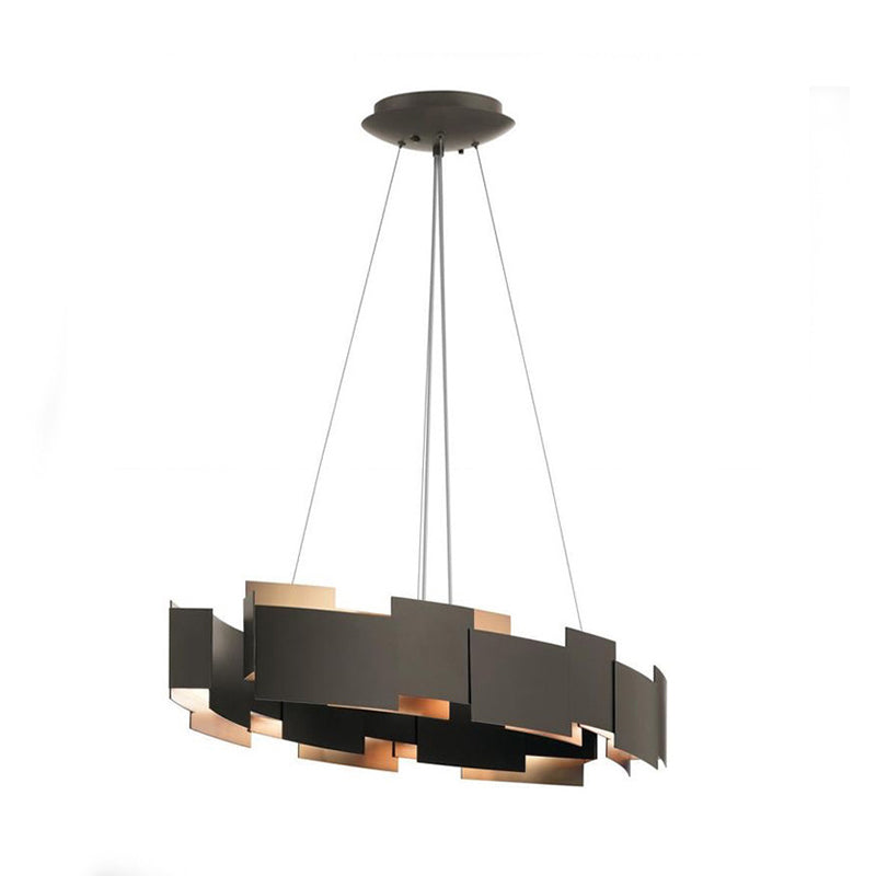Circular Metal Pendant Chandelier Contemporary Black Hanging Ceiling Light for Living Room Clearhalo 'Ceiling Lights' 'Chandeliers' 'Modern Chandeliers' 'Modern' Lighting' 2011904
