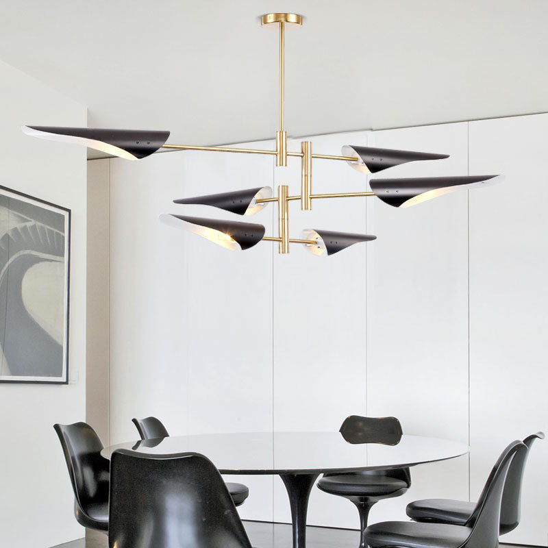 Quill Chandelier Lighting Modernist Metal Living Room Pendant Light Kit with Sputnik Design Clearhalo 'Ceiling Lights' 'Chandeliers' 'Modern Chandeliers' 'Modern' Lighting' 2011908