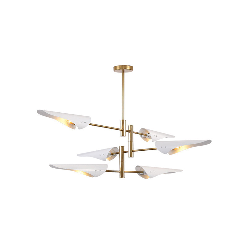 Quill Chandelier Lighting Modernist Metal Living Room Pendant Light Kit with Sputnik Design 6 White Clearhalo 'Ceiling Lights' 'Chandeliers' 'Modern Chandeliers' 'Modern' Lighting' 2011913